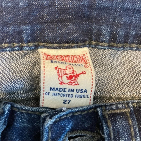 TRUE  RELIGION Sz 27 Disco Becky Big T Swarovski Crystal Distressed Jeans - Picture 5 of 14